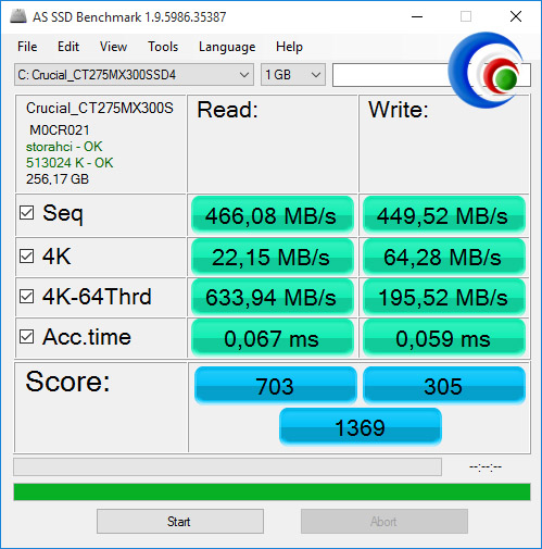 Crucial MX300 275GB (2280SS)